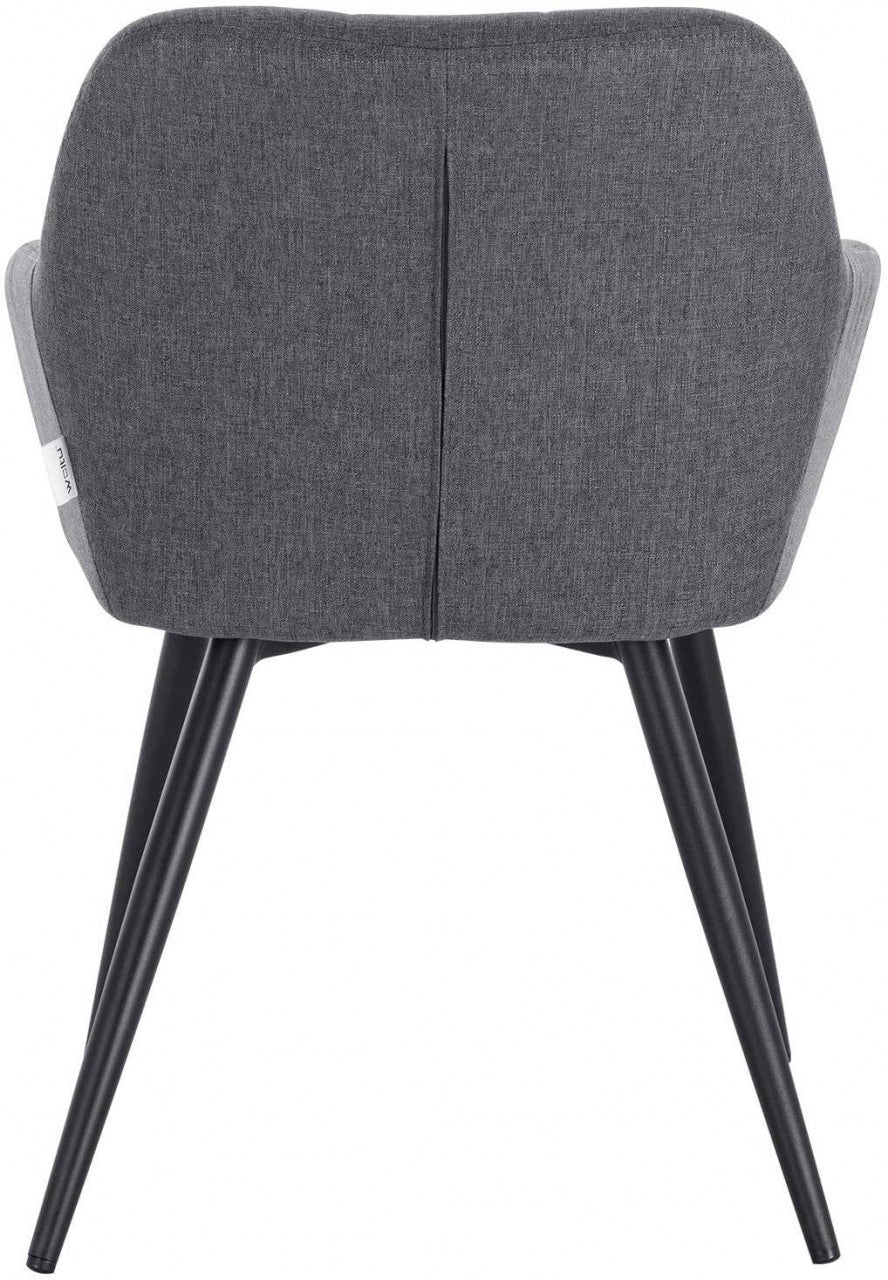 24goodz Dining Chair Set of 4 with Armrests - Ergonomic Comfort - Durable Linen and Metal - Dark Grey - dgr