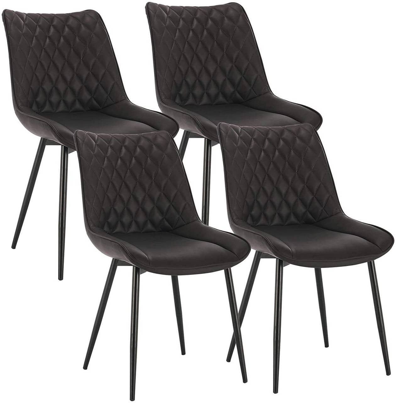 24goodz Dining Chair Set of 4 - Comfortable and Durable - Faux Leather and Metal - For Home Use - Anthracite