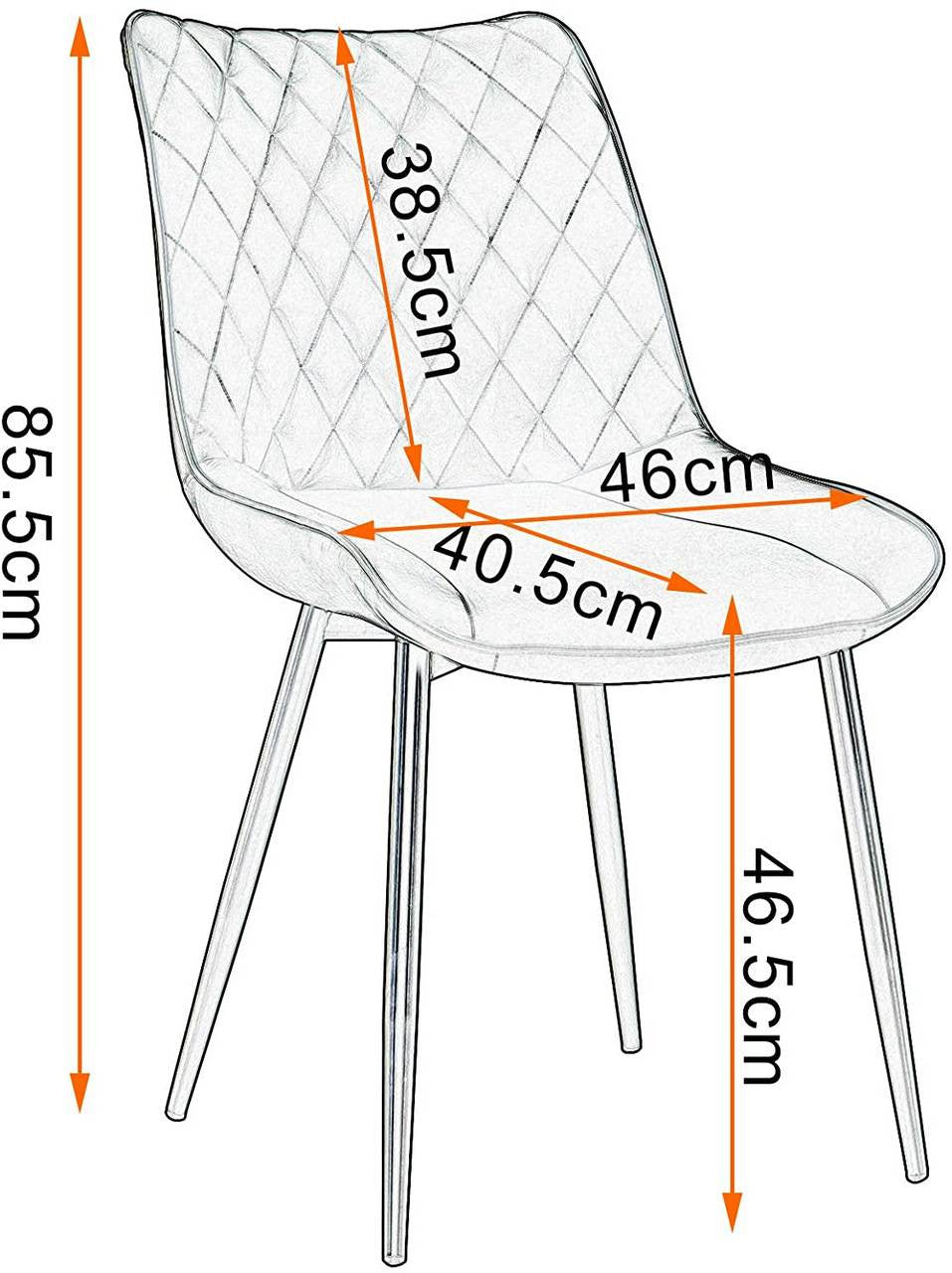 24goodz Dining Chair Set of 4 - Comfortable and Durable - Faux Leather and Metal - For Home Use - Anthracite