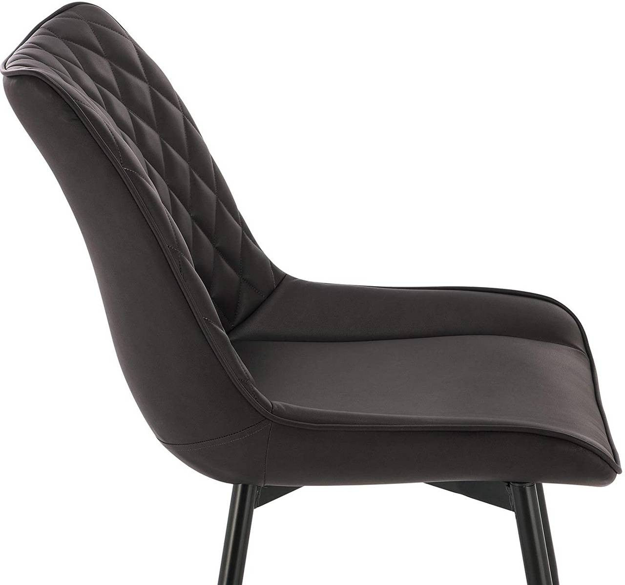 24goodz Dining Chair Set of 4 - Comfortable and Durable - Faux Leather and Metal - For Home Use - Anthracite