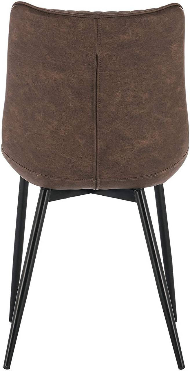 24goodz Set of 4 Dining Chairs - Ergonomic Comfort - Easy to Clean Faux Leather - Metal Frame - Brown