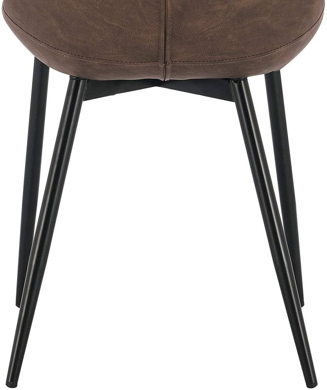 24goodz Set of 4 Dining Chairs - Ergonomic Comfort - Easy to Clean Faux Leather - Metal Frame - Brown