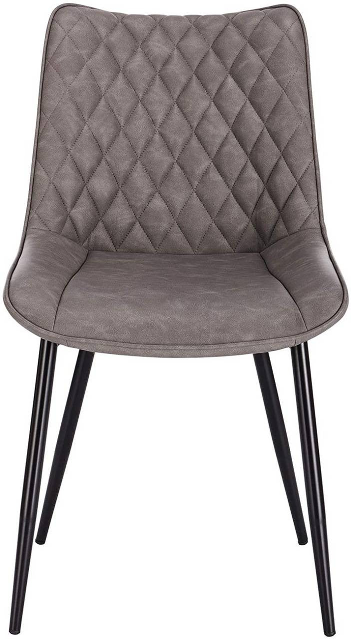 24goodz Set of 4 Dining Chairs - Ergonomic Comfort - Durable Faux Leather - Dark Grey - dgr