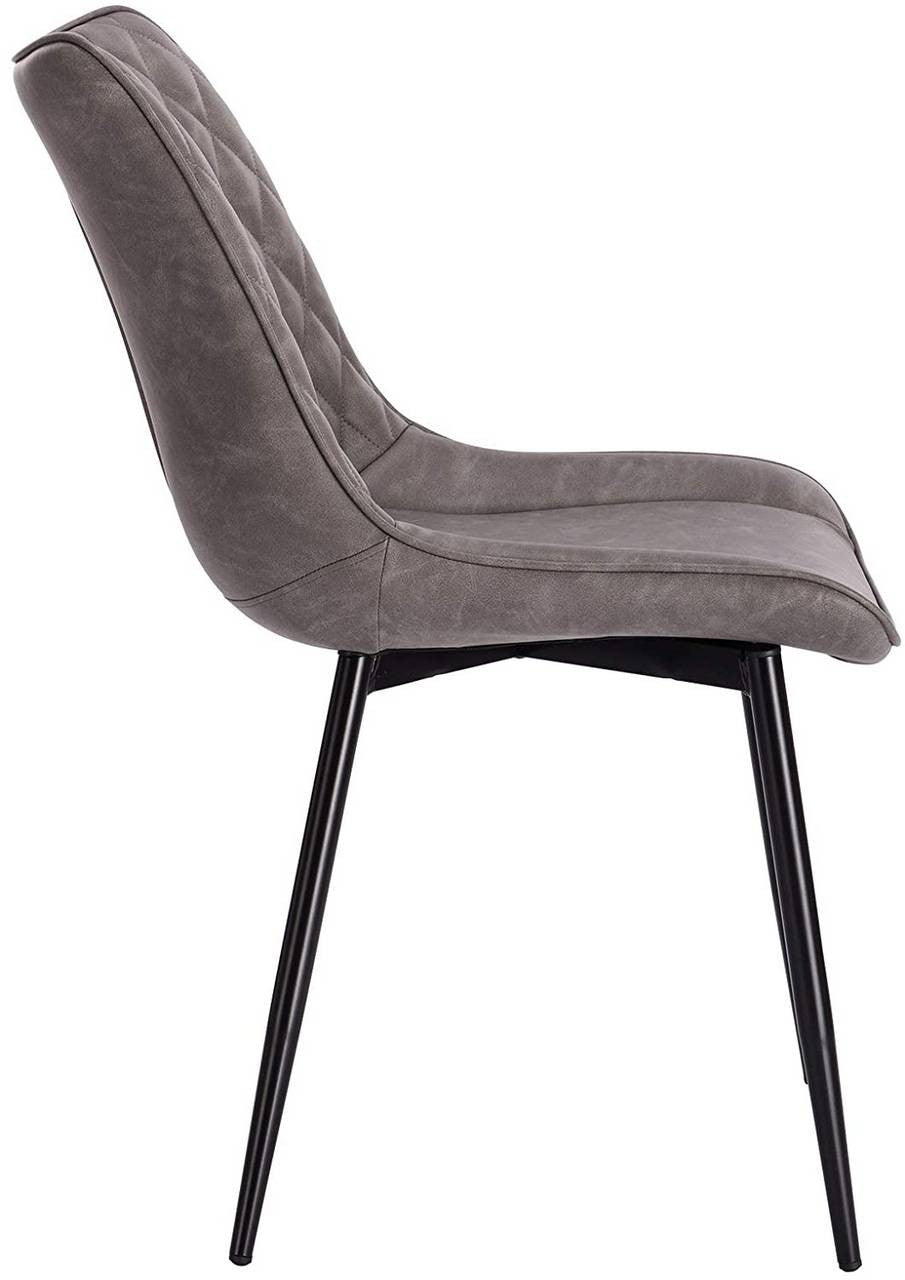 24goodz Set of 4 Dining Chairs - Ergonomic Comfort - Durable Faux Leather - Dark Grey - dgr