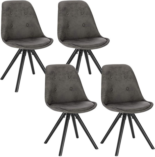 24goodz Set of 4 Dining Chairs - Ergonomic Comfort - Durable Solid Wood Frame - Fabric Upholstery - Grey Antique Leather Look