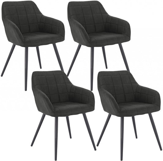 24goodz Dining Chair Set of 4 - Ergonomic Comfort - Stylish and Durable - Fabric and Metal - Grey