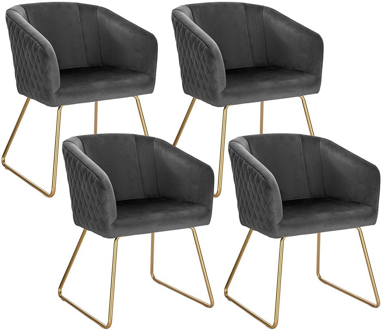24goodz Dining Chair Set of 4 - Ergonomic Comfort - Stylish Velvet Upholstery - Dark Grey - dgr