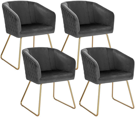 24goodz Dining Chair Set of 4 - Ergonomic Comfort - Stylish Velvet Upholstery - Dark Grey - dgr