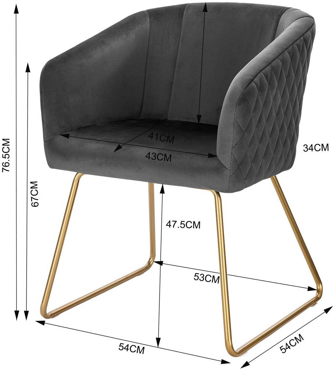 24goodz Dining Chair Set of 4 - Ergonomic Comfort - Stylish Velvet Upholstery - Dark Grey - dgr