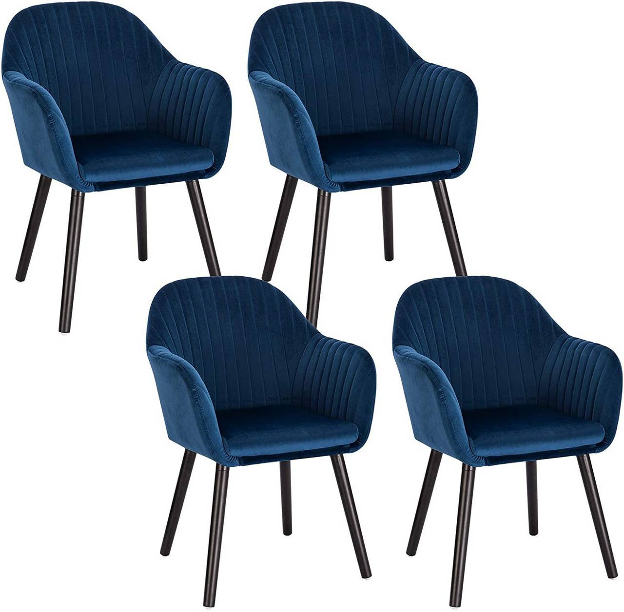 24goodz Upholstered Dining Chairs - Ergonomic Comfort - Durable Velvet and Solid Wood - For Home Use - Blue