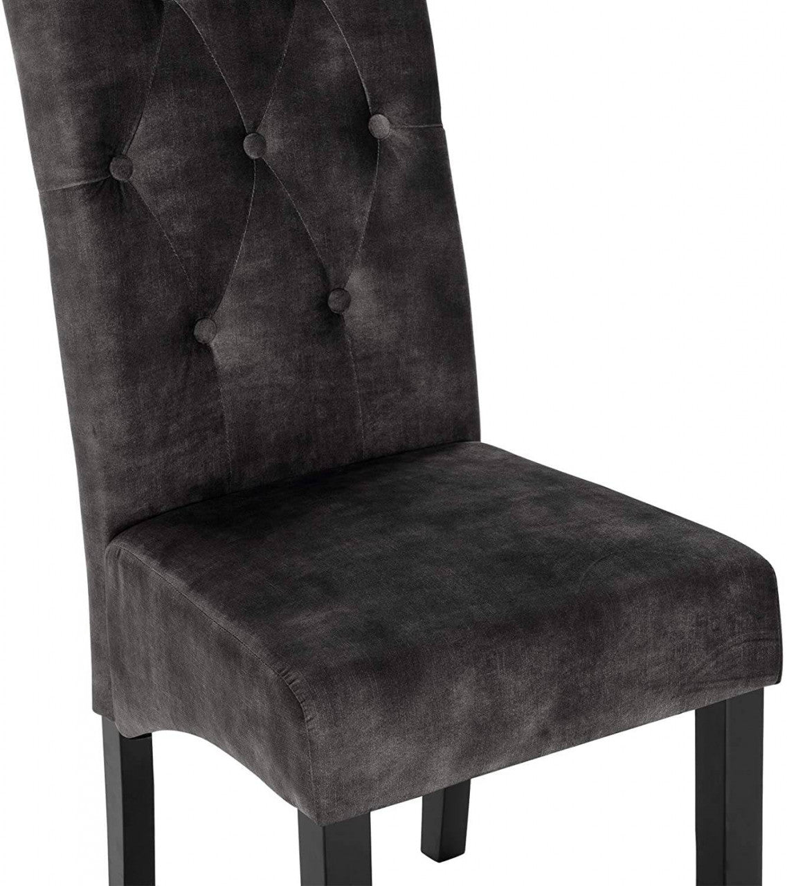 24goodz Set of 4 Dining Chairs with High Backrest - Elegant Velvet Upholstery - Solid Wood Legs - Dark Grey - dgr