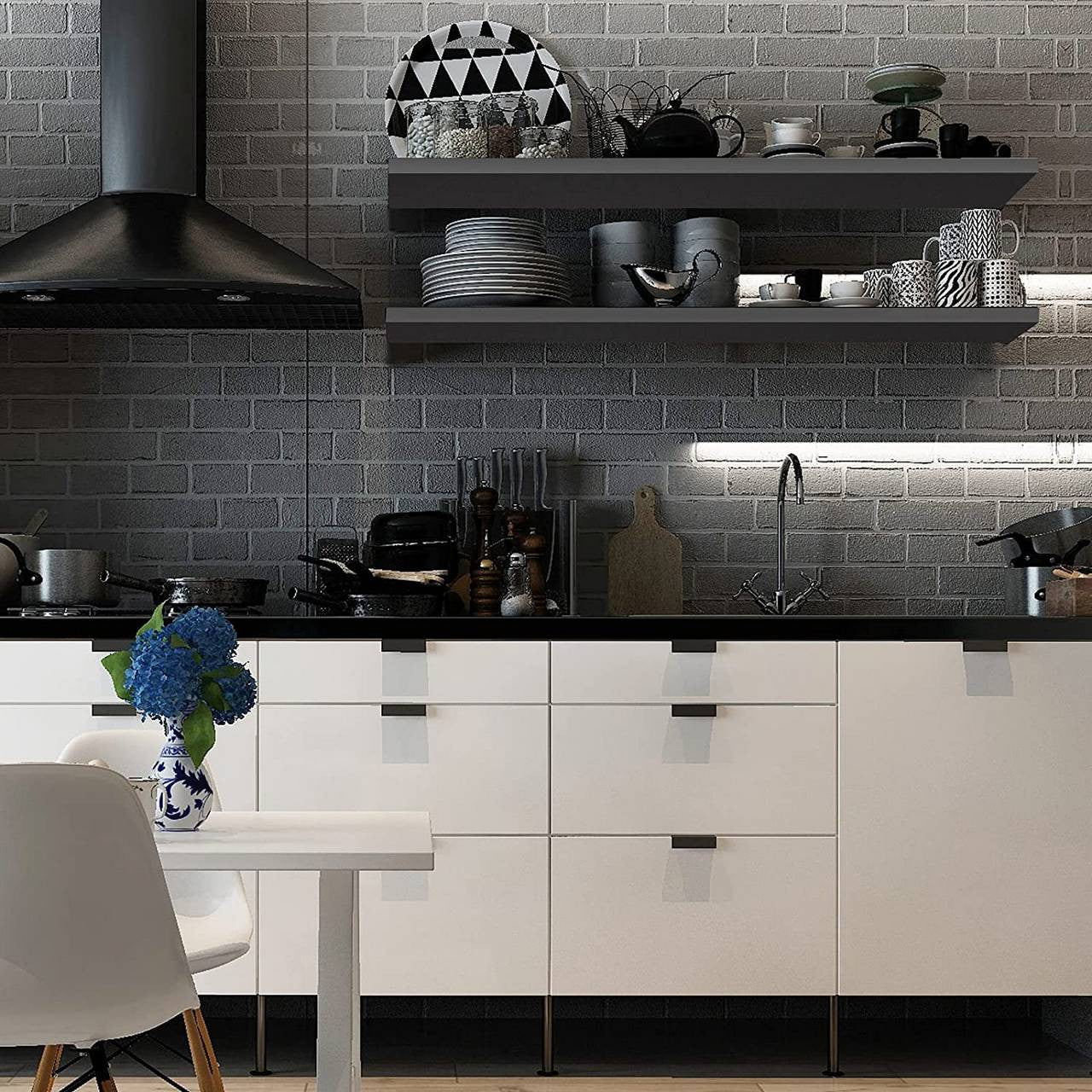 24goodz Set of 4 Wall Shelves - Stylish and Versatile Design - MDF - For Home and Office - Black 30x22.9x3.8cm - sz