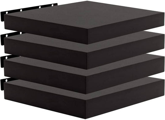24goodz Set of 4 Wall Shelves - Stylish and Versatile Design - MDF - For Home and Office - Black 30x22.9x3.8cm - sz