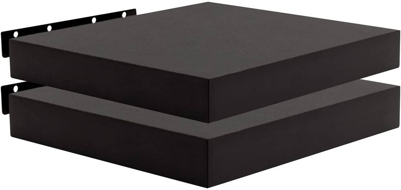 24goodz Set of 2 Wall Shelves - Versatile for Any Room - MDF - For Home & Office - Black 30x22.9x3.8cm - sz