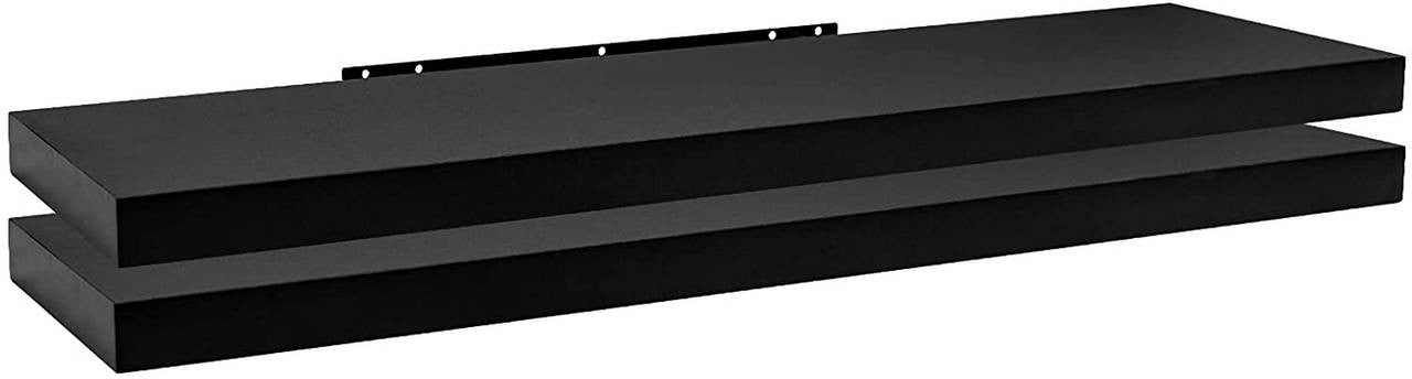 24goodz Set of 2 Wall Shelves - Stylish and Versatile - MDF - For Home and Office - Black 100x22.9x3.8cm - sz