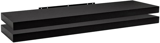 24goodz Set of 2 Wall Shelves - Stylish and Versatile - MDF - For Home and Office - Black 100x22.9x3.8cm - sz