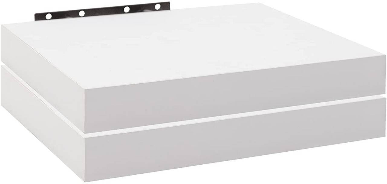 24goodz Set of 2 Floating Shelves - High Load Capacity - MDF - For Home & Office - White 25x22.9x3.8cm - ws