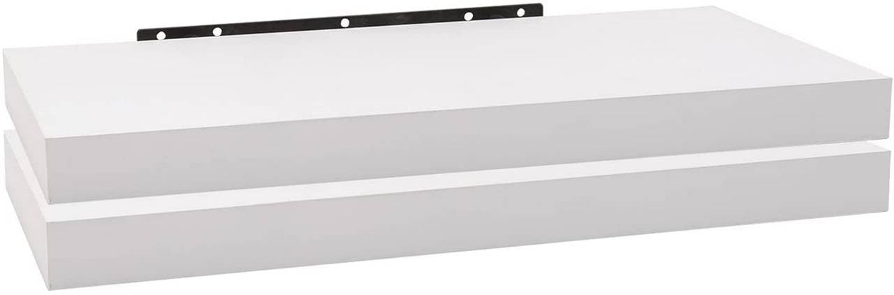 24goodz Set of 2 Wall Shelves - Versatile Use - Easy Installation - MDF - For Home & Office - White - ws