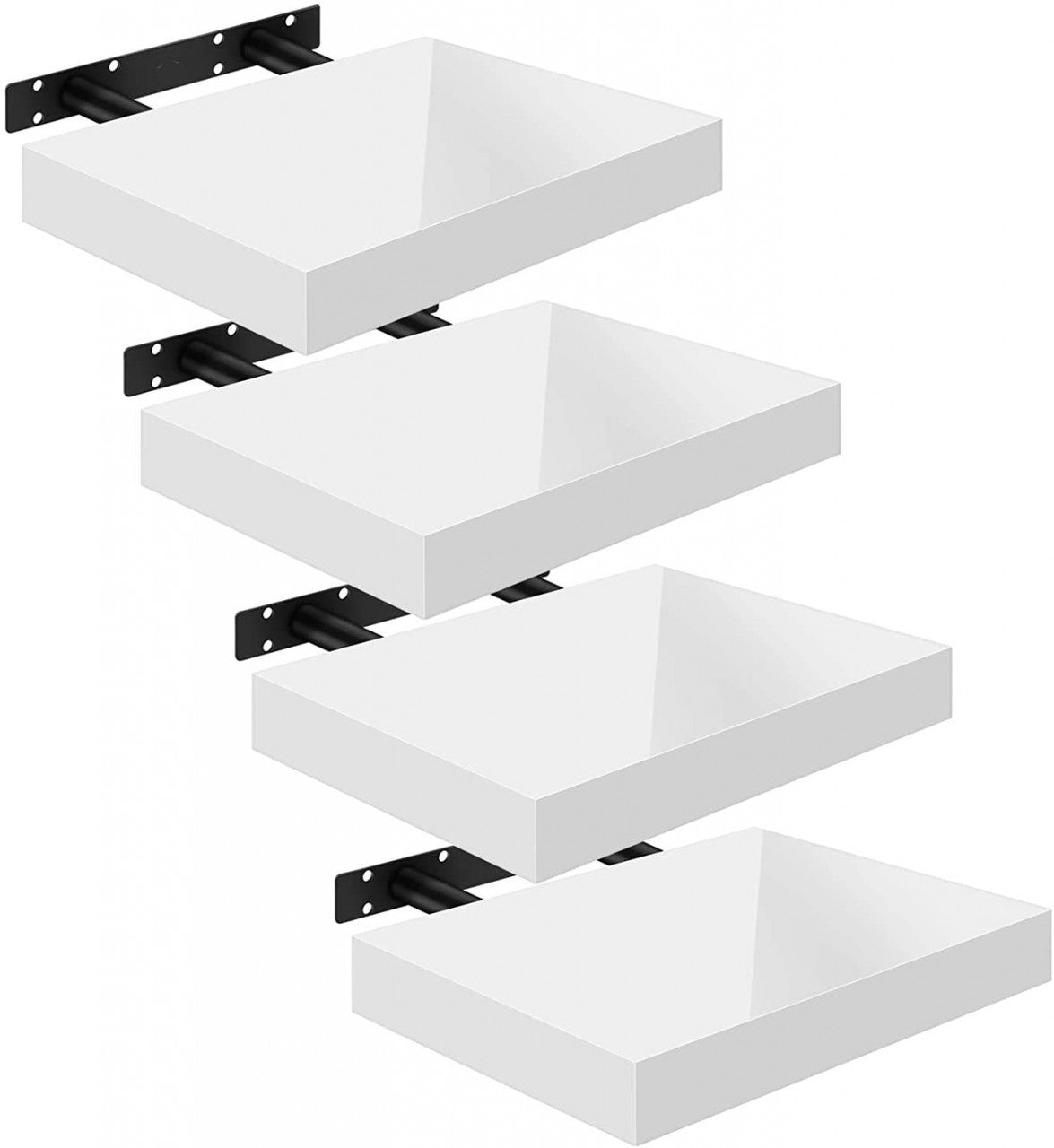 24goodz Floating Shelf Set of 4 - High Weight Capacity - Eco-Friendly MDF - For Home Decor - White 25x22.9x3.8cm - ws