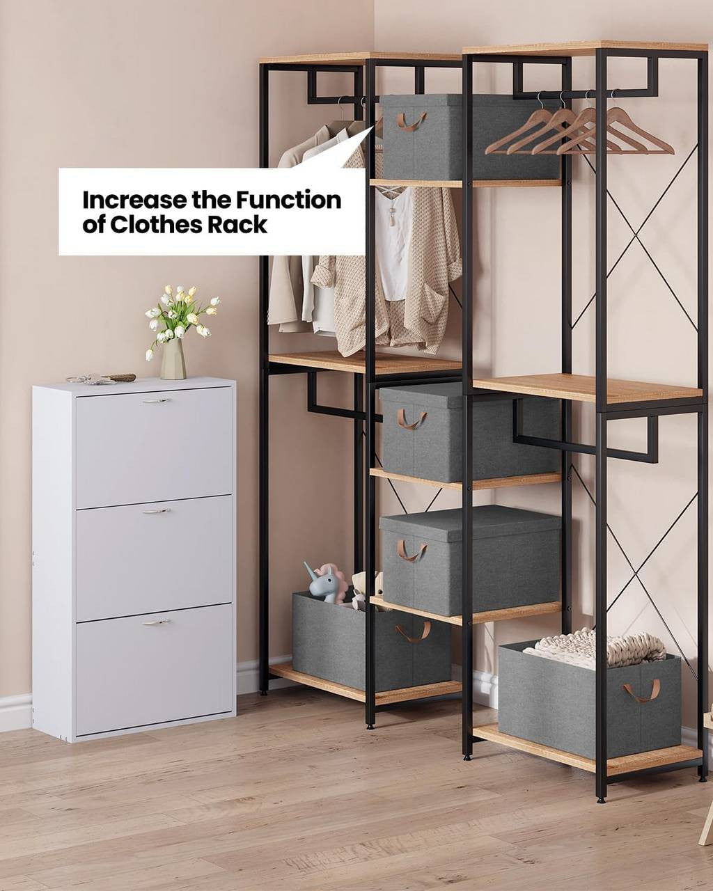 24goodz Set of 5 Storage Boxes with Lids - Versatile and Space-Saving - Polyester and Metal - Grey - 20L, 27L, 36L, 51L