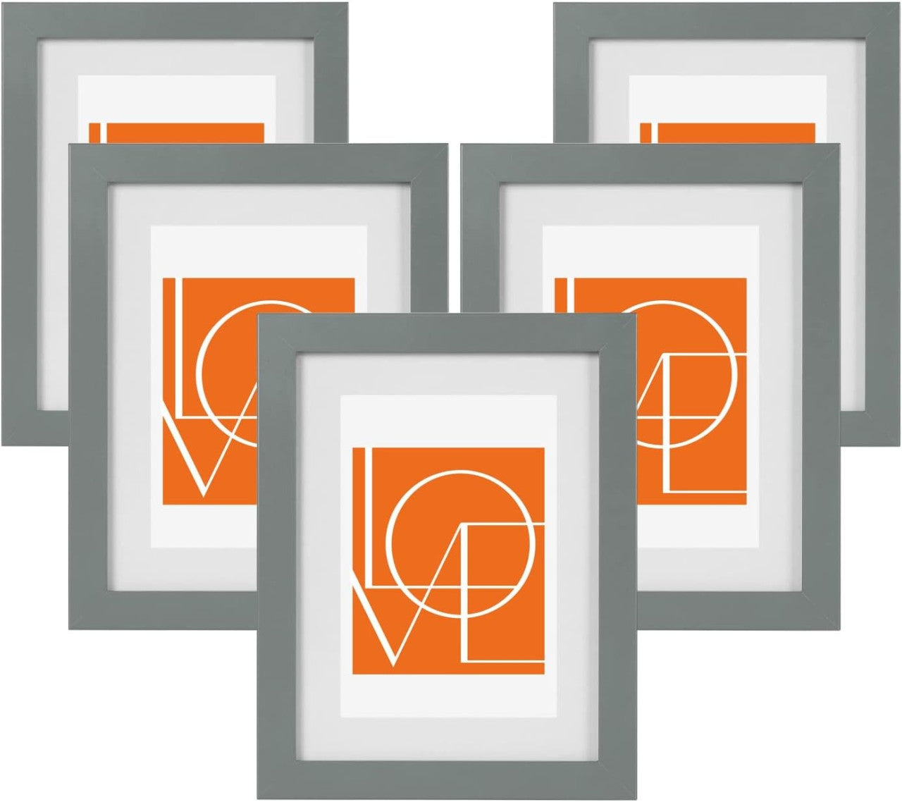 24goodz Set of 5 Photo Frames - High-Quality MDF Construction - Versatile Display Options - MDF - For Everyone - Grey