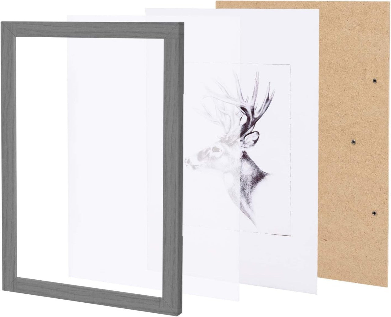 24goodz Set of 5 Photo Frames - High-Quality MDF Construction - Versatile Display Options - MDF - For Home Decor - Black - sz