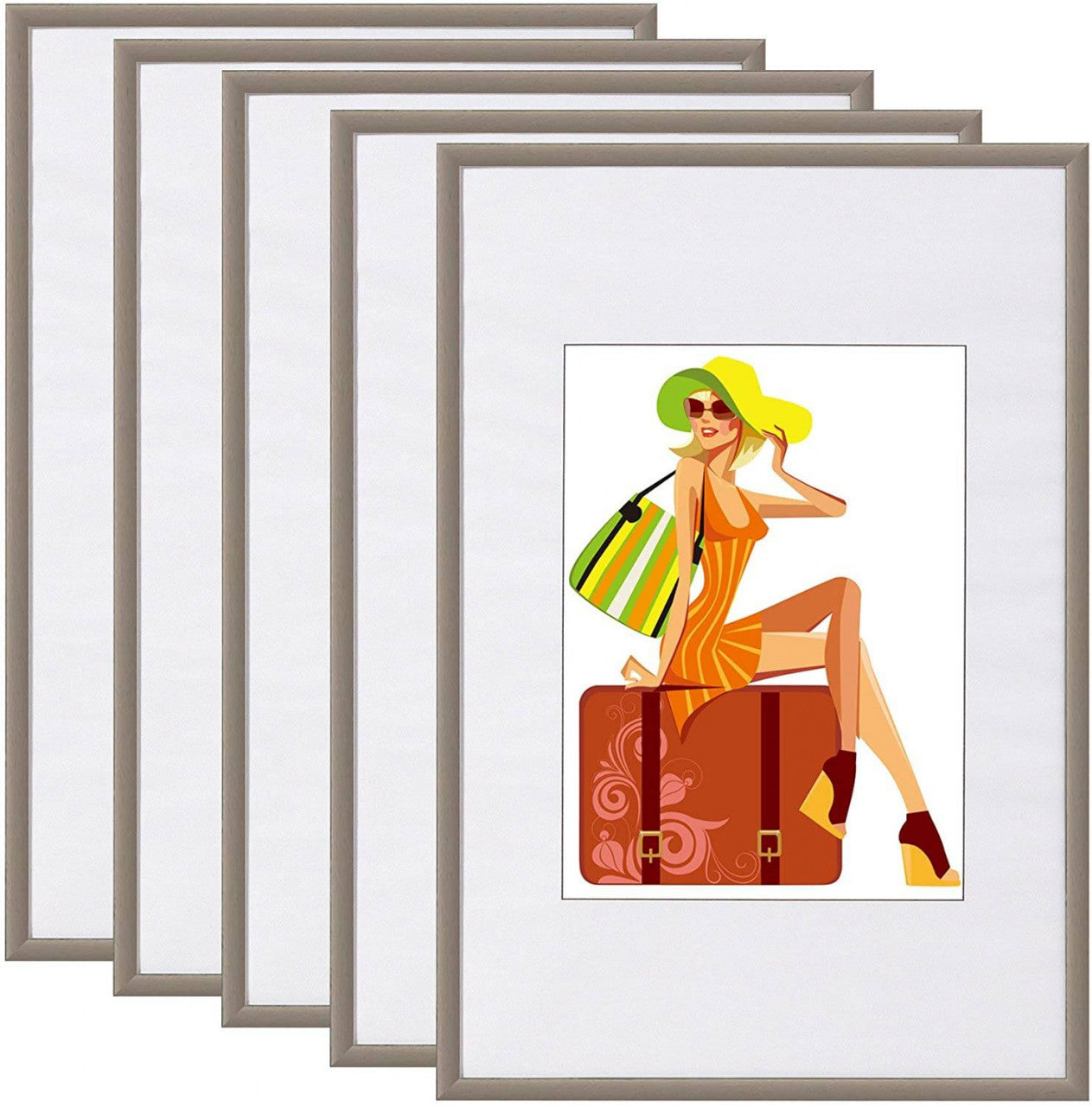 24goodz Set of 5 Photo Frames - Scratch-Resistant Glass - Easy to Change Photos - MDF - For Home Decor - Black/White/Silver/Gold/Bronze/Steel