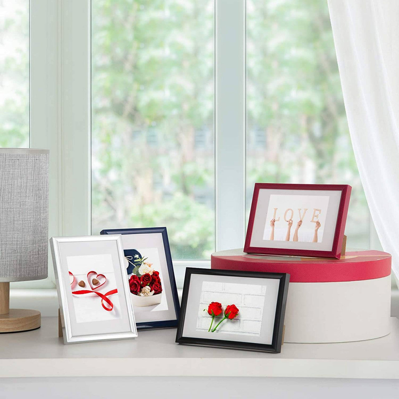 24goodz Set of 5 Photo Frames - Scratch-Resistant Glass - Easy to Change Photos - MDF - For Home Decor - Black/White/Silver/Gold/Bronze/Steel
