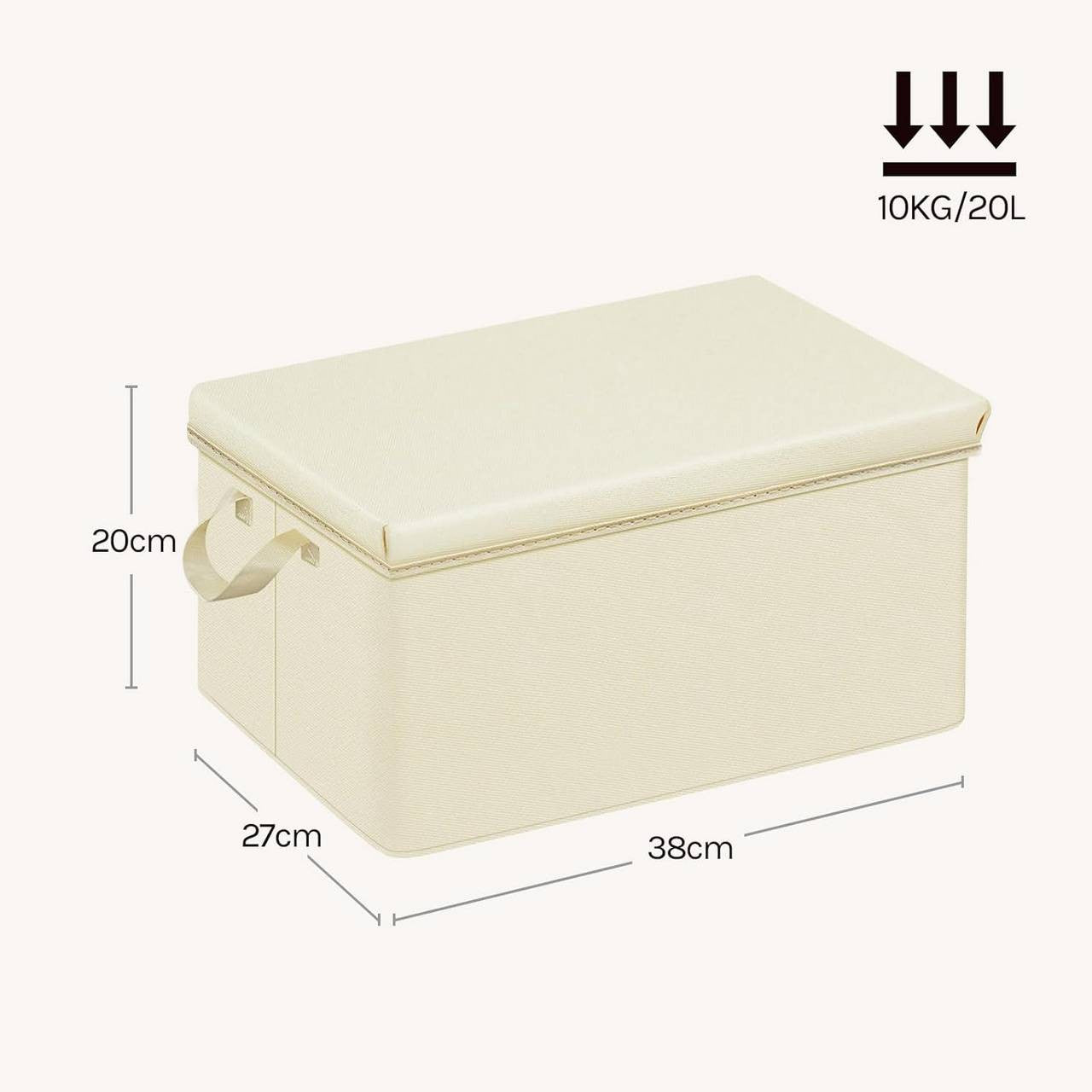 24goodz Set of 6 Storage Boxes with Lids - Versatile Organization Solution - Durable Polyester - For Home & Living - Cream