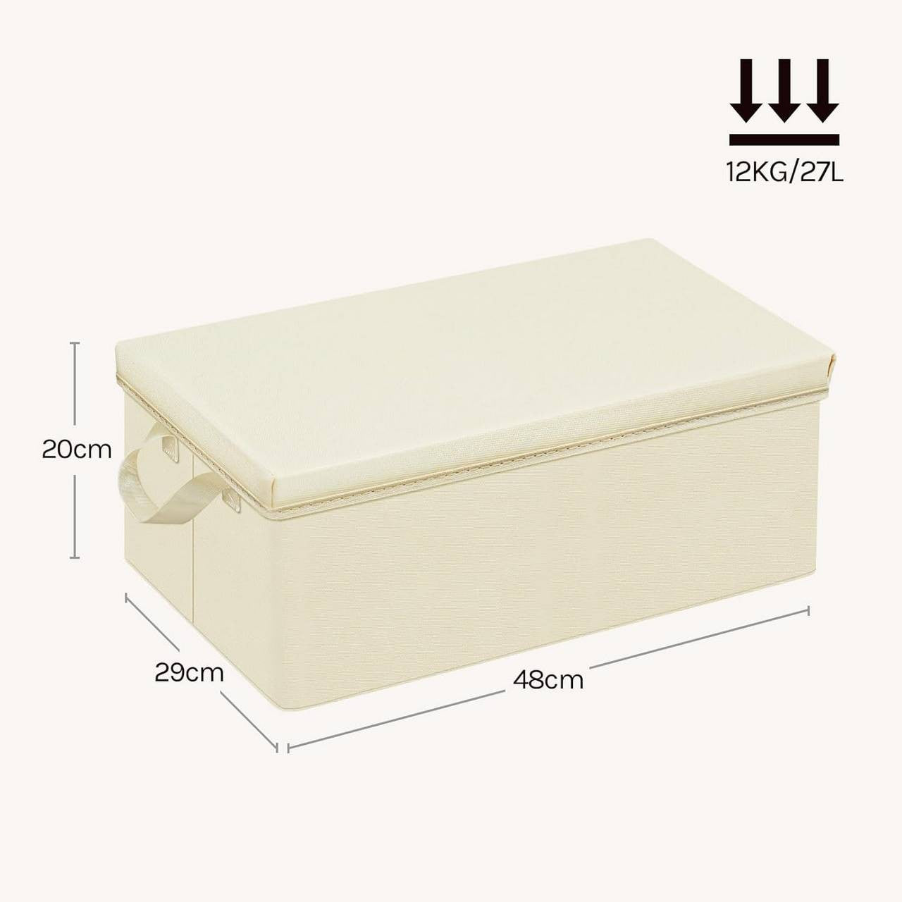 24goodz Set of 10 Storage Boxes with Lids - Versatile Organization Solution - Durable Polyester - For Home & Living - Cream