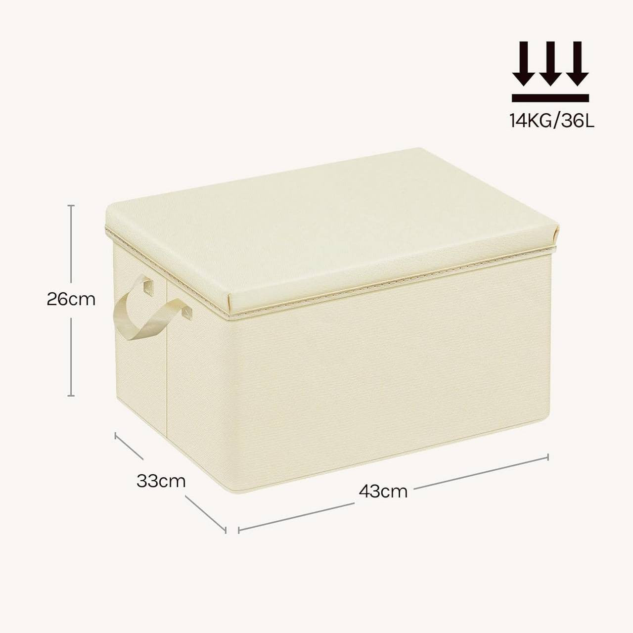 24goodz Set of 10 Storage Boxes with Lids - Versatile Organization Solution - Durable Polyester - For Home and Office - Cream