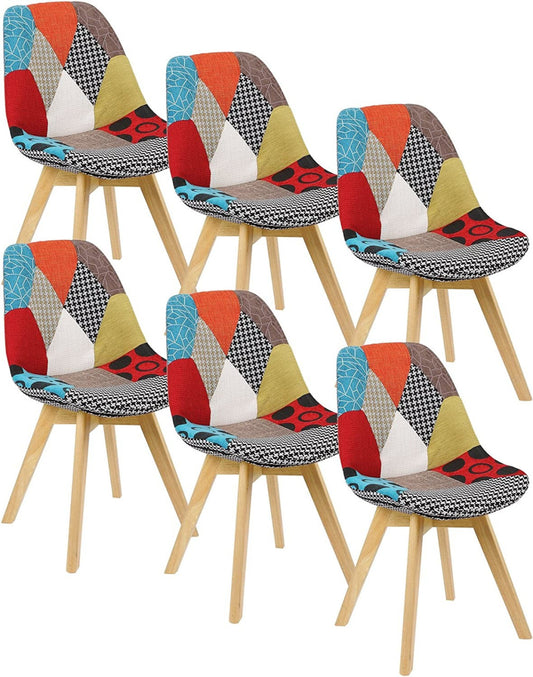 24goodz Dining Chair Set of 6 - Ergonomic Comfort - Stable & Durable - PP and Linen - Multicolour