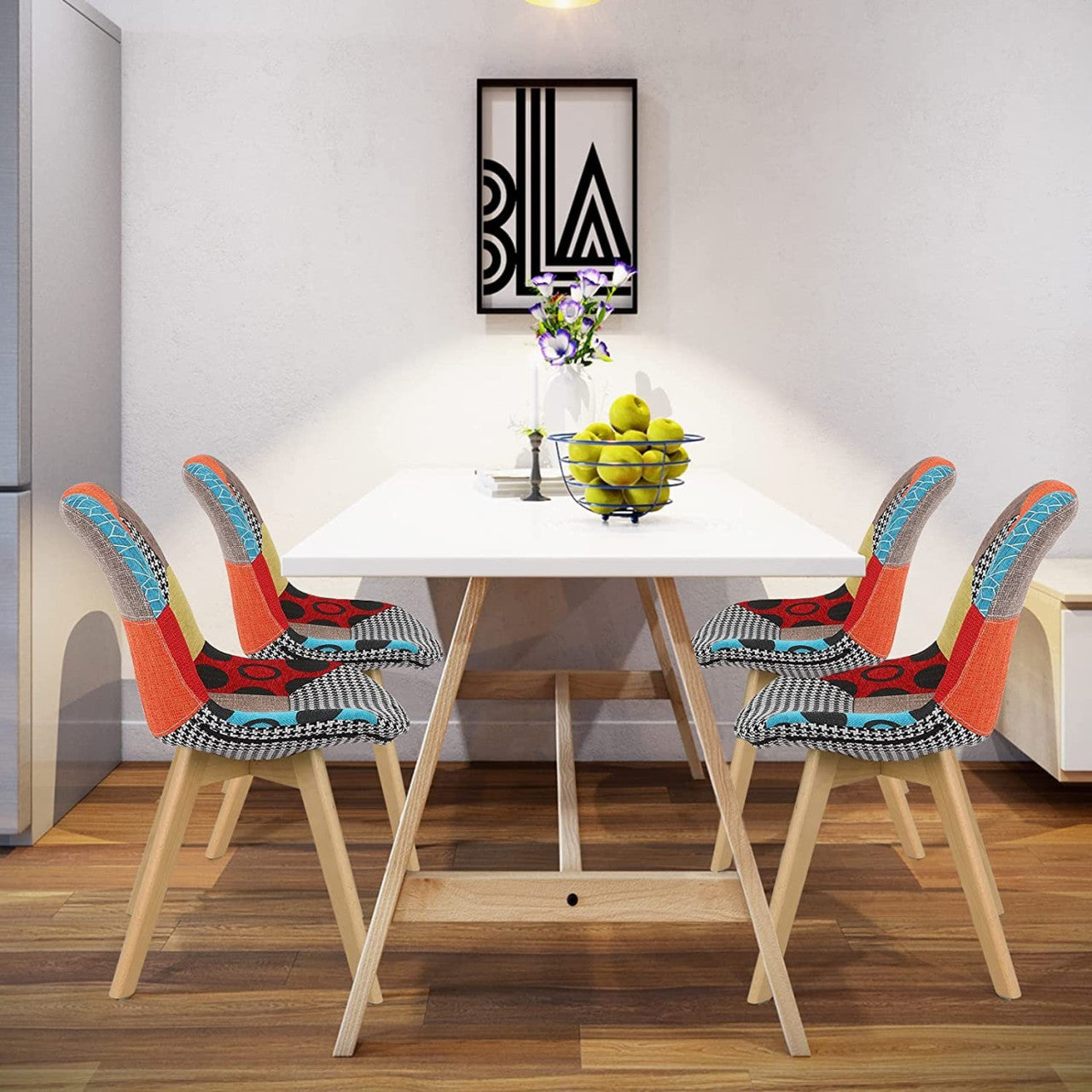 24goodz Dining Chair Set of 6 - Ergonomic Comfort - Stable & Durable - PP and Linen - Multicolour