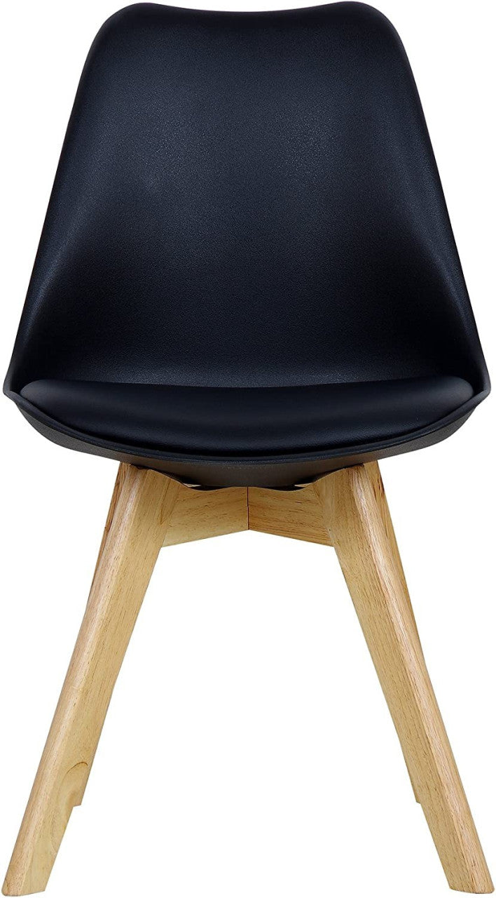 24goodz Set of 6 Dining Chairs - Ergonomic Comfort - Durable Design - PU Leather and Solid Wood - Black - sz