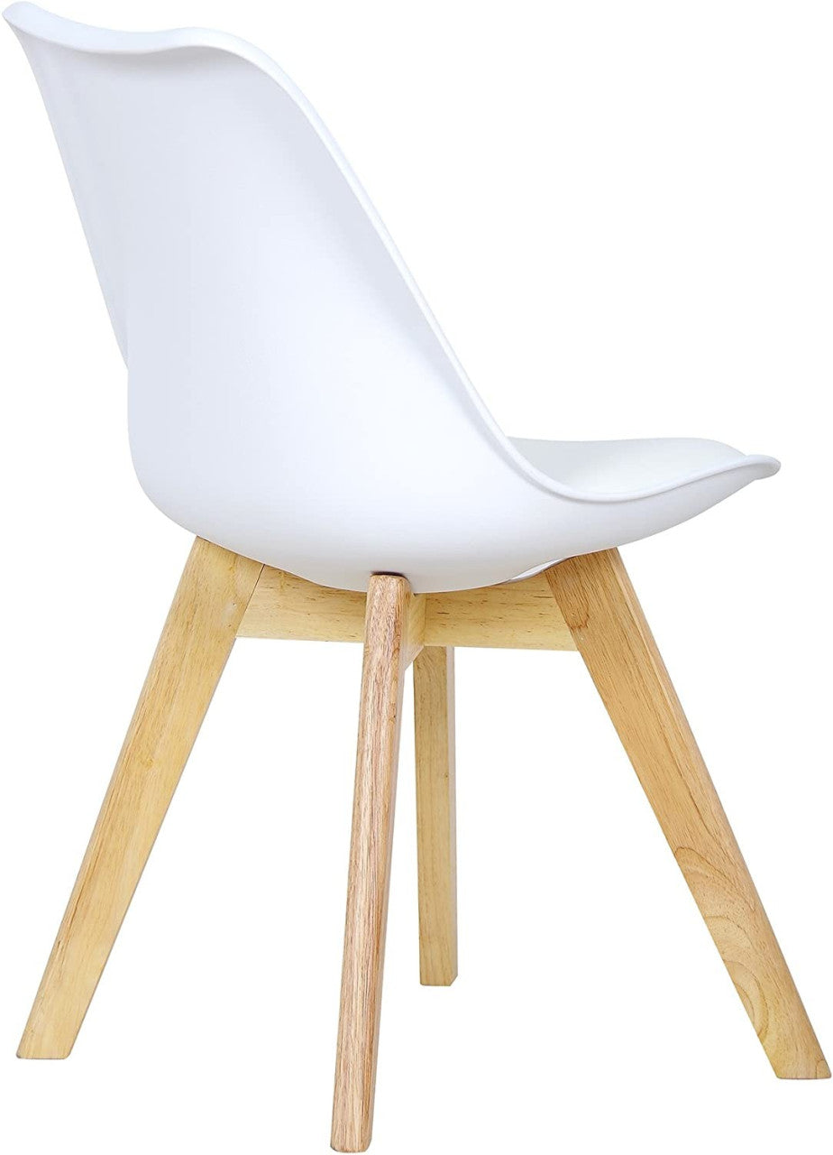 24goodz Set of 6 Dining Chairs - Ergonomic Comfort - Durable Design - PU Leather and Solid Wood - White - ws