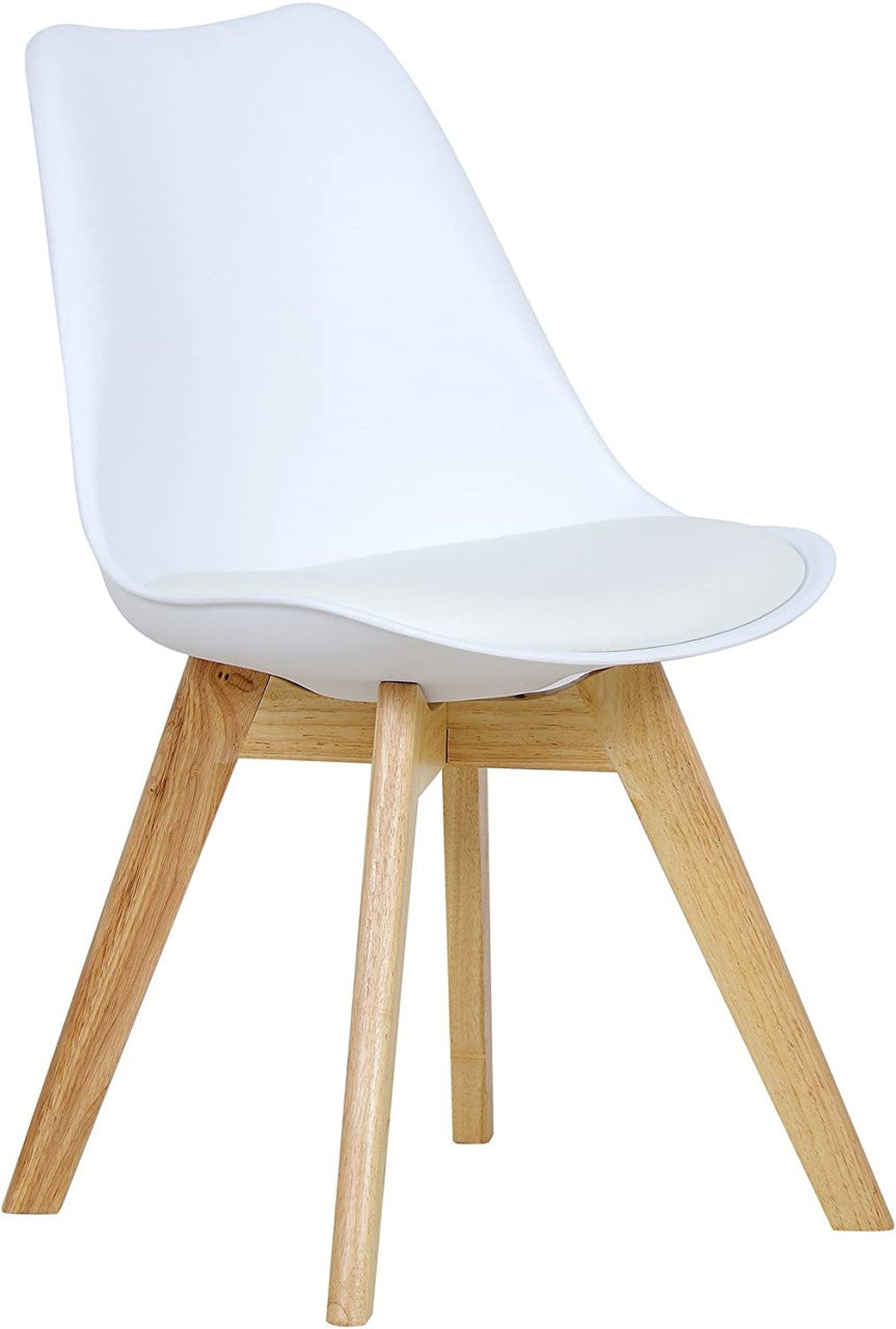 24goodz Set of 6 Dining Chairs - Ergonomic Comfort - Durable Design - PU Leather and Solid Wood - White - ws
