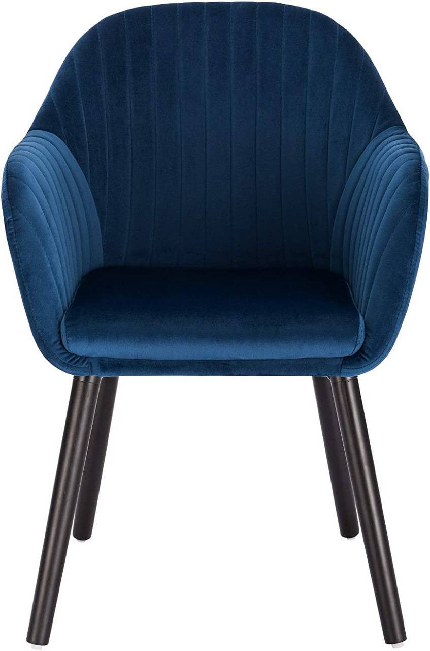 24goodz Upholstered Dining Chairs Set of 6 - Ergonomic Support - Durable Velvet & Solid Wood - For Dining Rooms & Kitchens - Blue