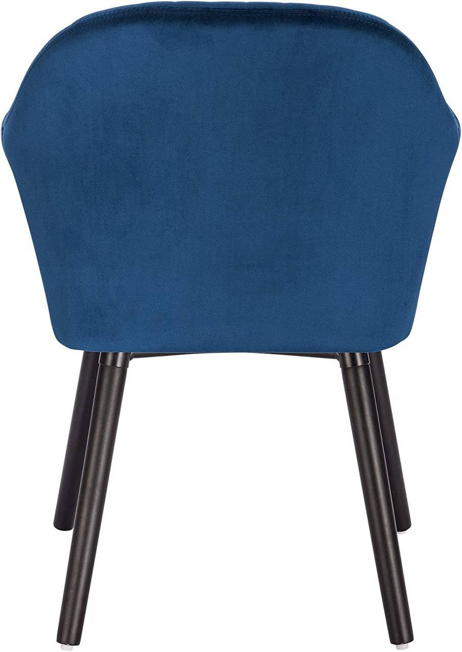 24goodz Upholstered Dining Chairs Set of 6 - Ergonomic Support - Durable Velvet & Solid Wood - For Dining Rooms & Kitchens - Blue