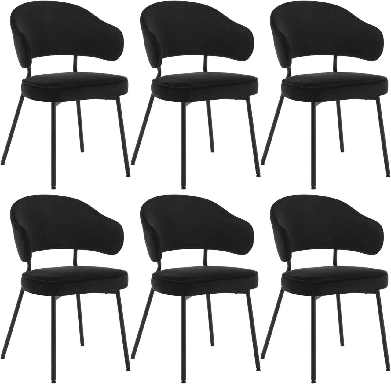 24goodz Velvet Dining Chair Set - Ergonomic Design for Ultimate Comfort - Sturdy Metal Legs - For Every Room - Black