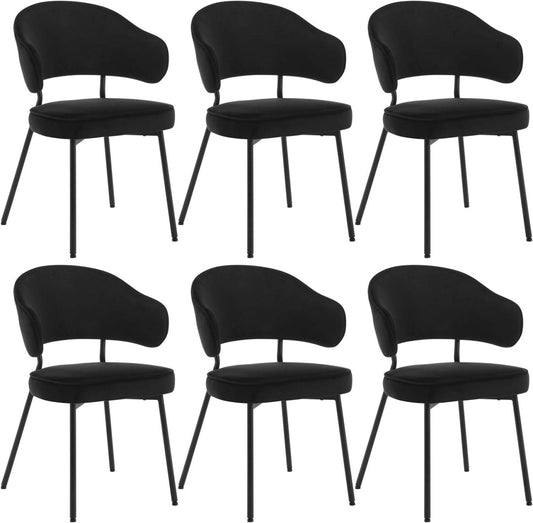24goodz Velvet Dining Chair Set - Ergonomic Design for Ultimate Comfort - Sturdy Metal Legs - For Every Room - Black