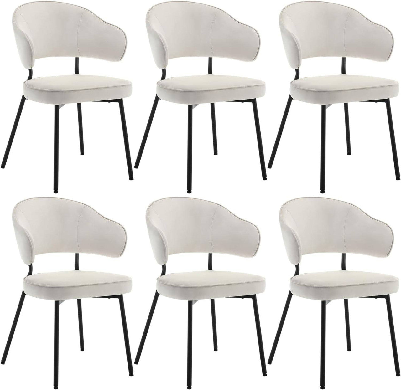 24goodz Velvet Dining Chair Set - Ergonomic Comfort - Robust Metal Frame - Velvet - For Every Room - Cream