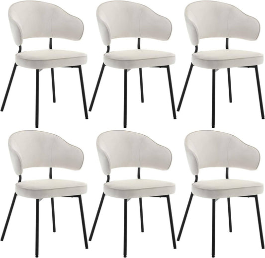 24goodz Velvet Dining Chair Set - Ergonomic Comfort - Robust Metal Frame - Velvet - For Every Room - Cream