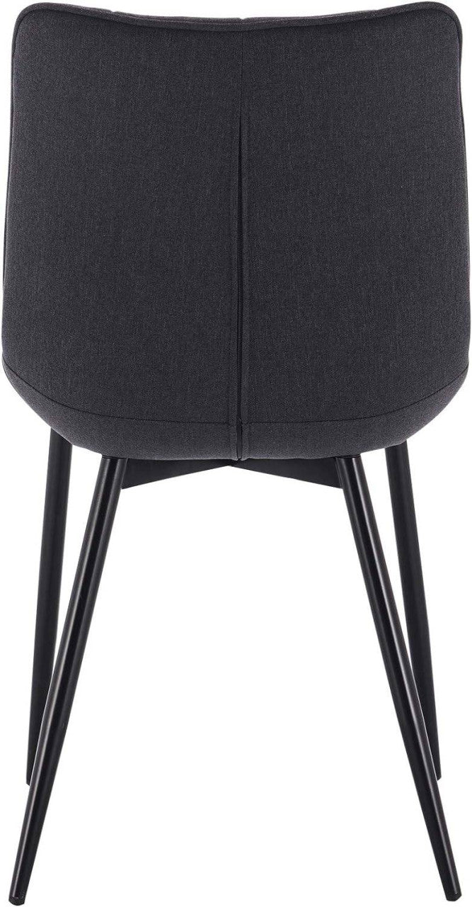 24goodz Set of 6 Dining Chairs with Backrest - Comfortable Linen Upholstery - Sturdy Metal Frame - For Dining Rooms - Dark Grey