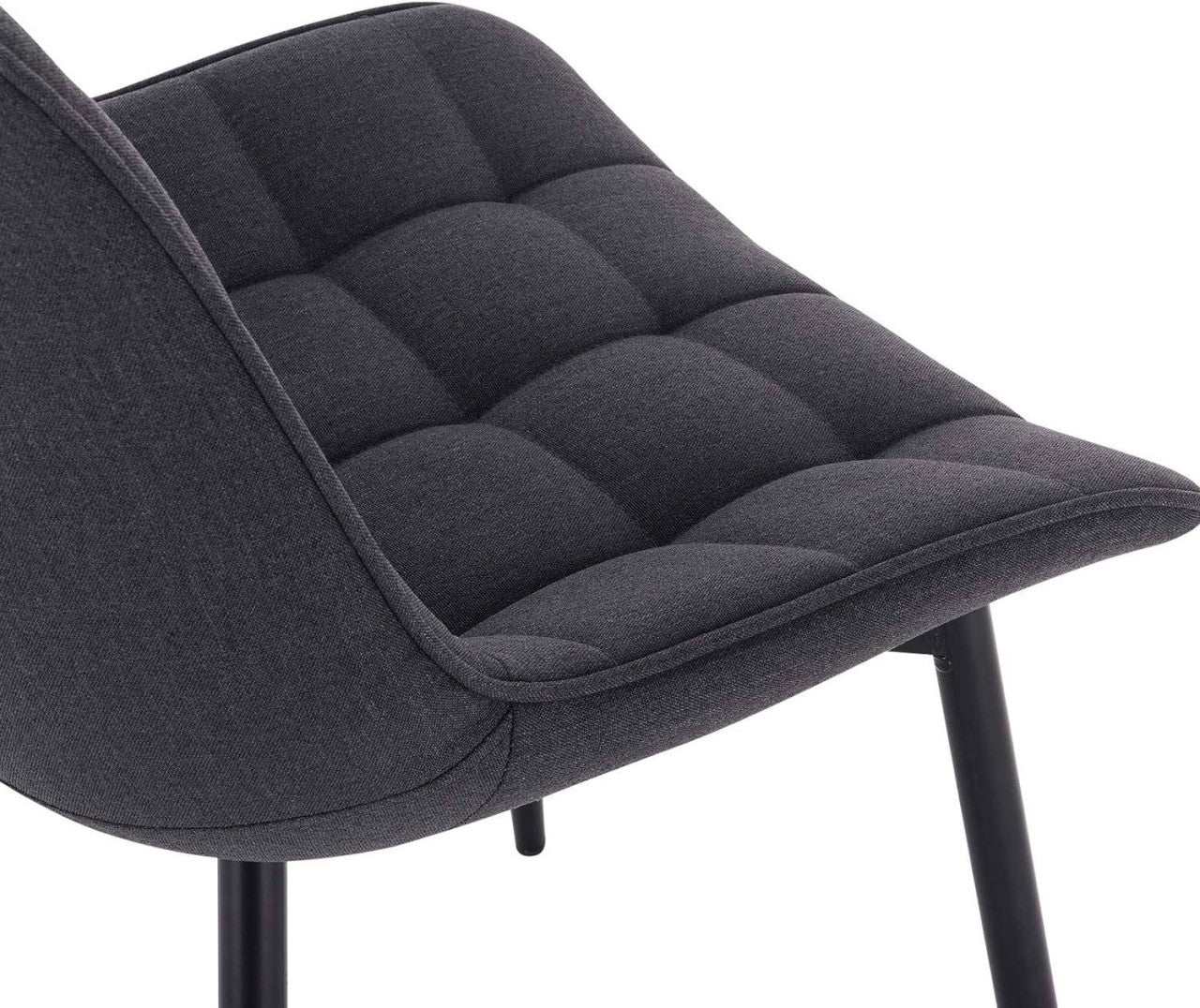24goodz Set of 6 Dining Chairs with Backrest - Comfortable Linen Upholstery - Sturdy Metal Frame - For Dining Rooms - Dark Grey