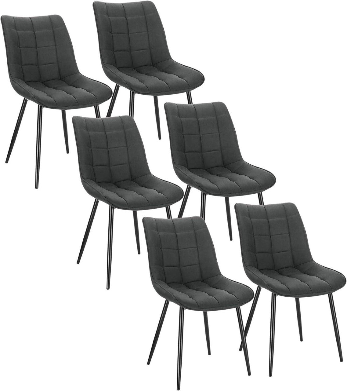 24goodz Set of 6 Dining Chairs with Backrest - Comfortable and Ergonomic Design - Metal Frame - For Home Dining - Anthracite