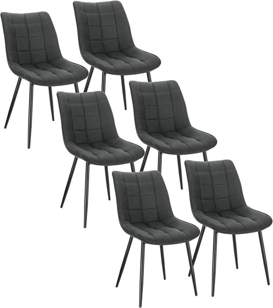 24goodz Set of 6 Dining Chairs with Backrest - Comfortable and Ergonomic Design - Metal Frame - For Home Dining - Anthracite