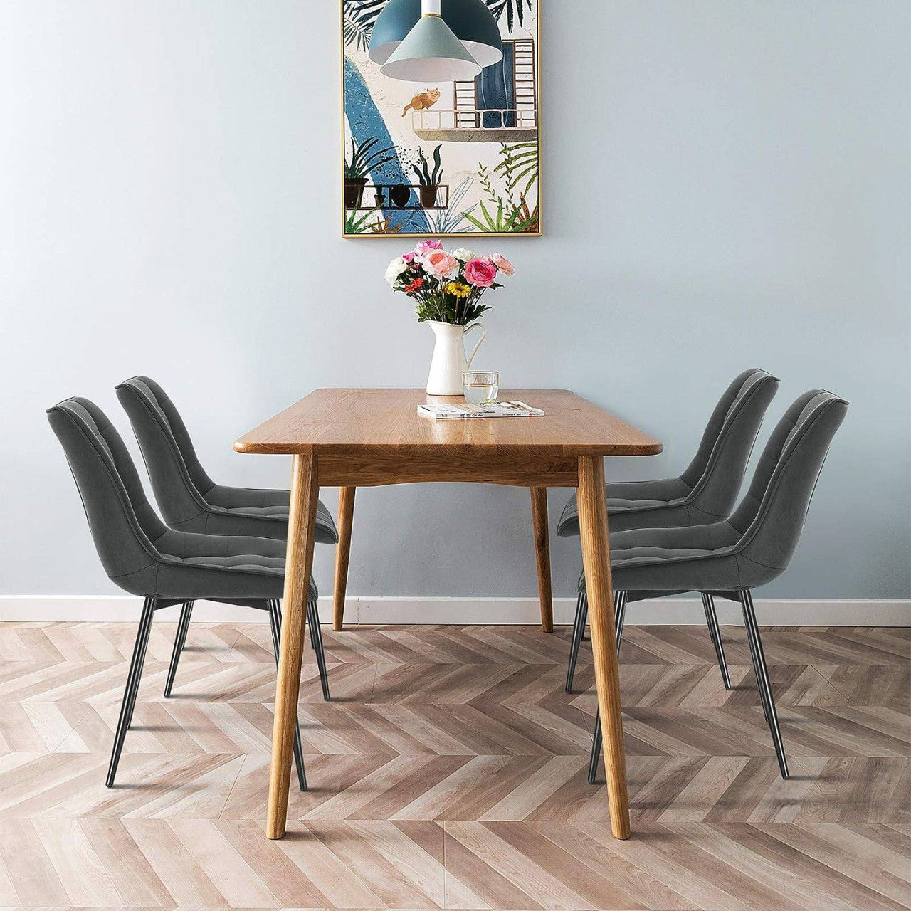 24goodz Set of 6 Dining Chairs with Backrest - Comfortable and Ergonomic Design - Metal Frame - For Home Dining - Anthracite