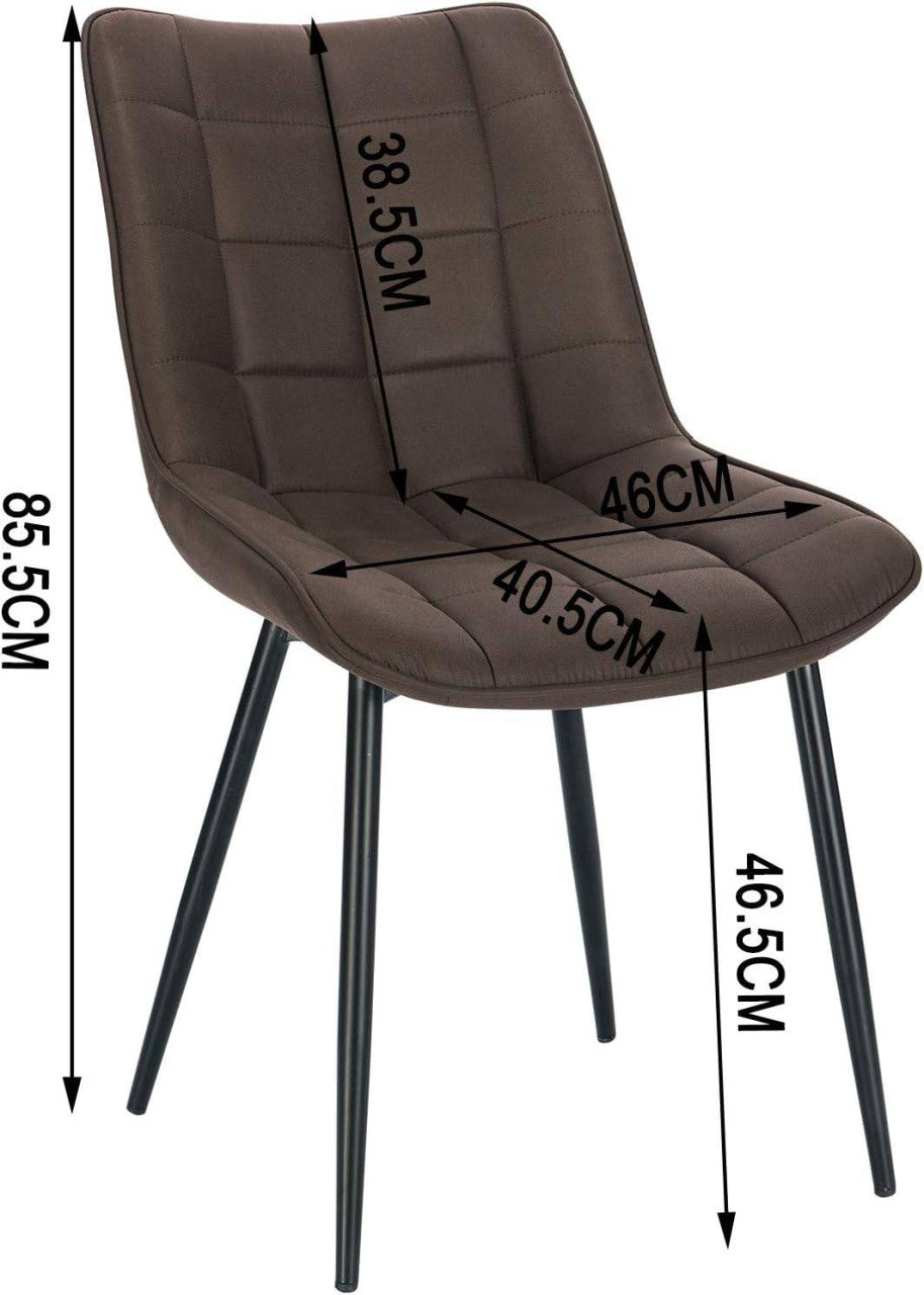 24goodz Set of 6 Dining Chairs with Backrest - Comfortable and Durable - Leathaire Fabric - For Home Use - Dark Brown