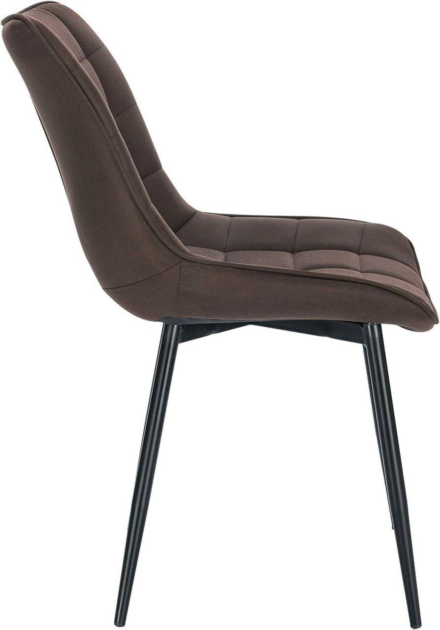 24goodz Set of 6 Dining Chairs with Backrest - Comfortable and Durable - Leathaire Fabric - For Home Use - Dark Brown