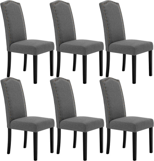 24goodz Ergonomic Dining Chairs - Comfortable High Back Design - Solid Wood Frame - For Home & Dining - Dark Grey